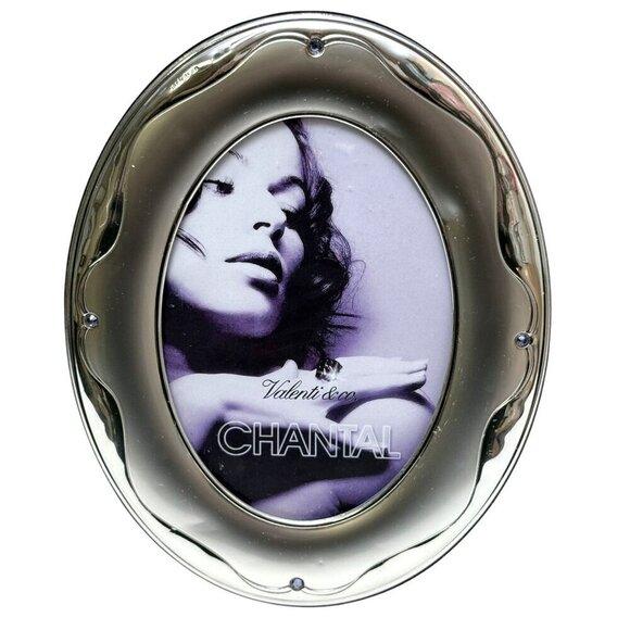 Valenti & Co. Chantal Photo Frame Oval Silver Finish Italian Style 7.25" high - Picture 1 of 12